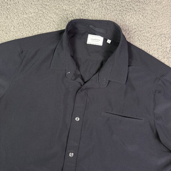 7 Diamonds Shirt Mens Large Blue 4-Way Stretch Grant Woven Solid Short Sleeve - Picture 1 of 10